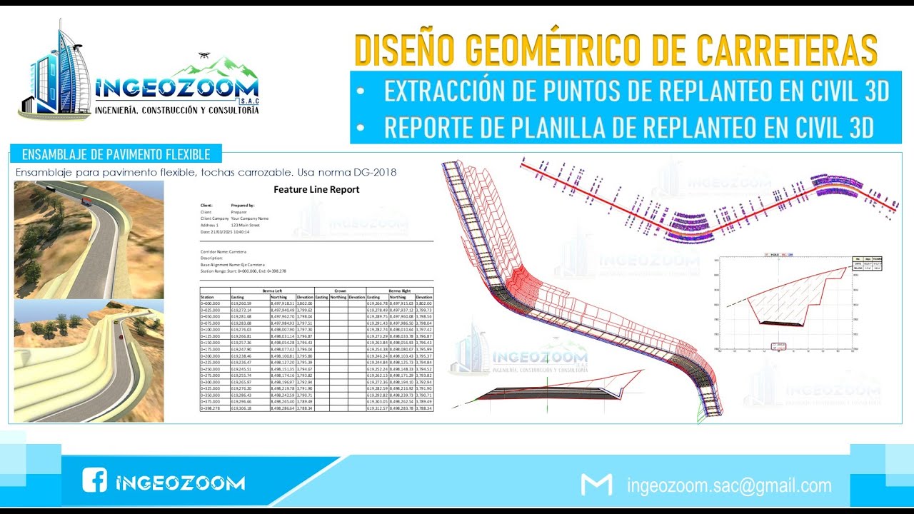 CARRETERA EN CIVIL 3D - EXTRACCION Y REPORTES DE PUNTOS DE REPLANTEO