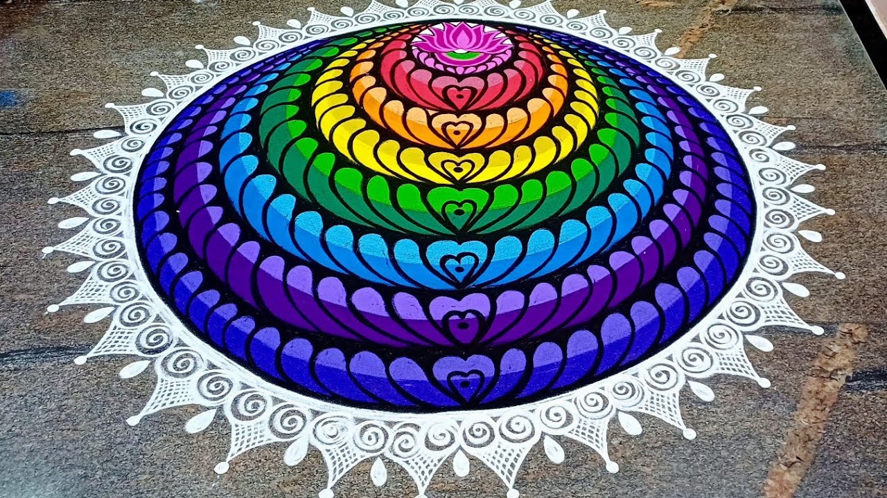 Full vedio link |3d rangoli design|temple art| 3d kopura kolam |1st prize winning rangoli |p square 