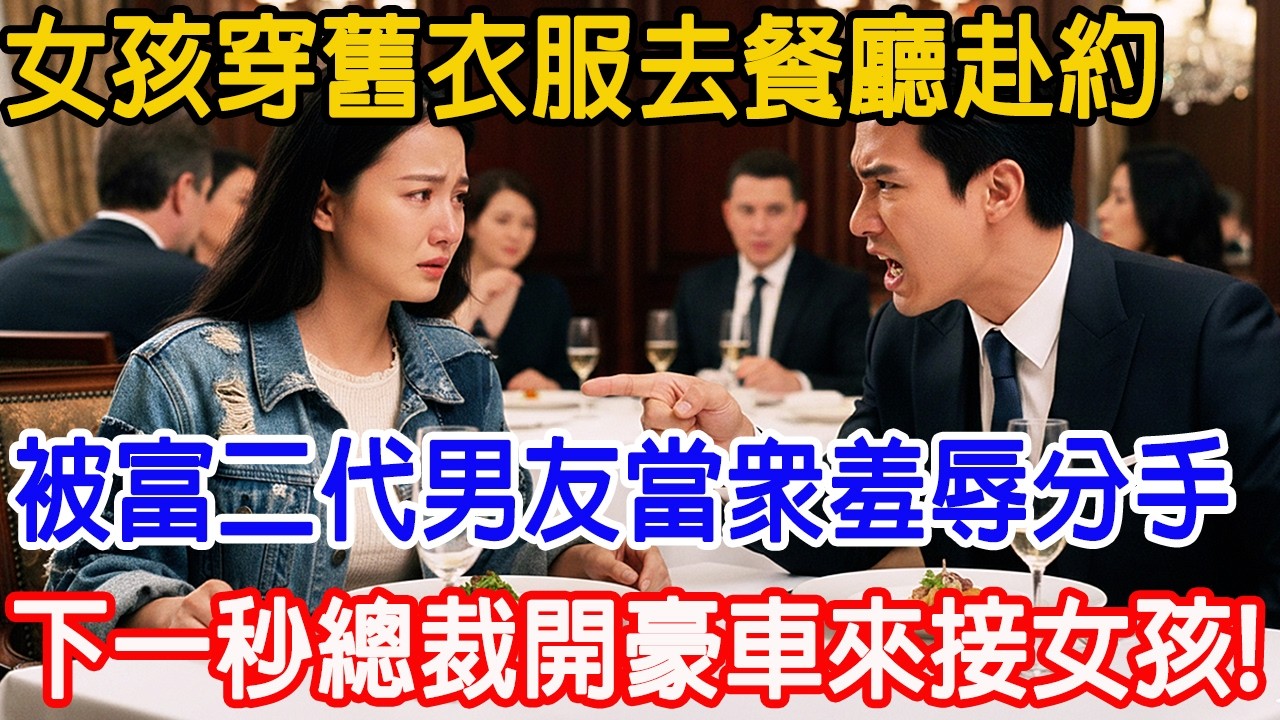 【一口氣看完】女孩穿舊衣服去餐廳赴約，被富二代男友當眾羞辱分手，誰料下一秒千億總裁開豪車來接女孩，男友瞬間傻眼！#故事樹洞 #故事頻道 #故事分享 #情感故事 #原創