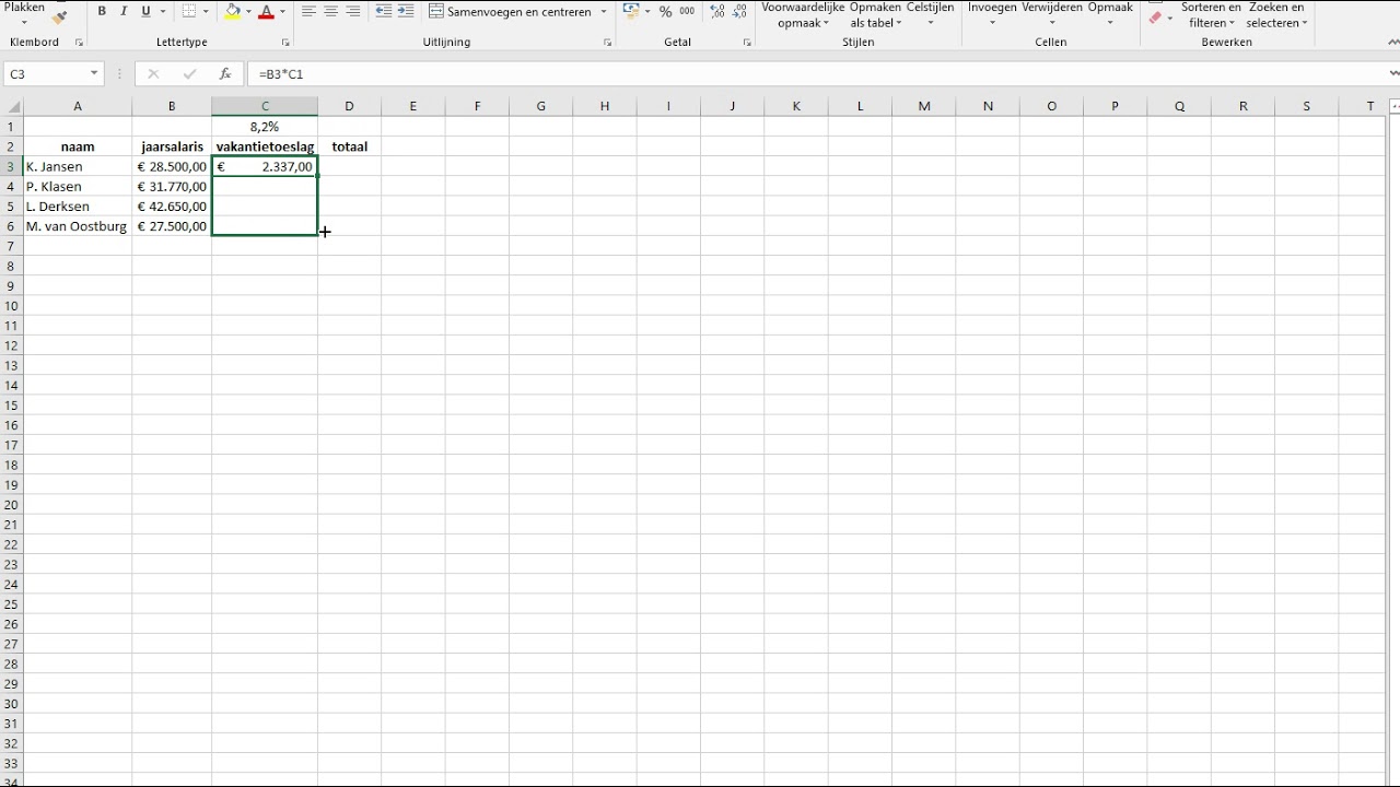 Excel relatieve en absolute celverwijzing