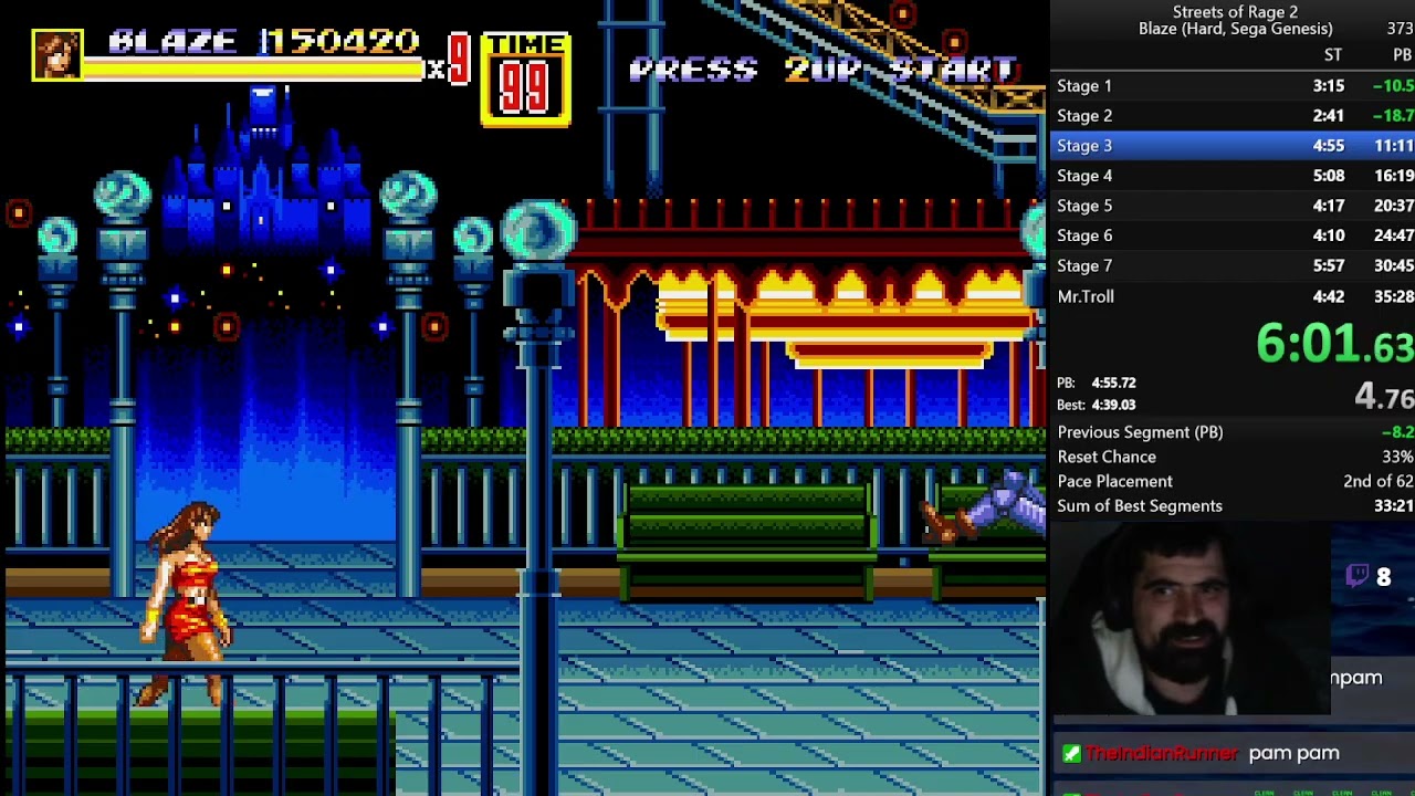 Streets of Rage 2 Blaze Hard Speedrun NEW WR 