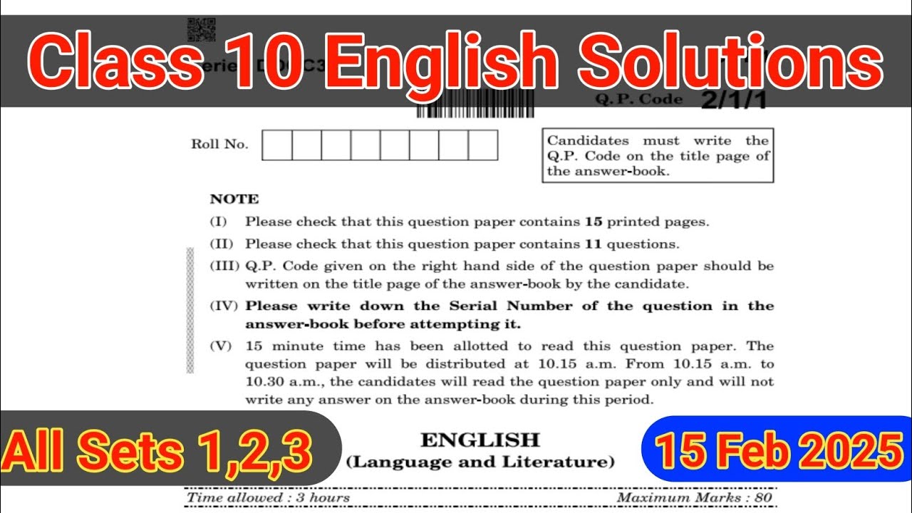 class 10 english answer key 2025 class 10 english analysis 2025 class 10th English paper set 1,2,3