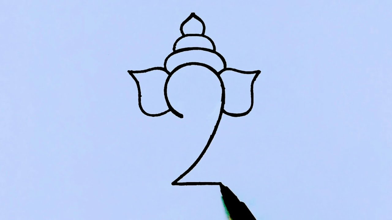 Easy Lord Ganesha drawing from number 2 step by step // Easy Lord Ganesh Chaturthi drawing