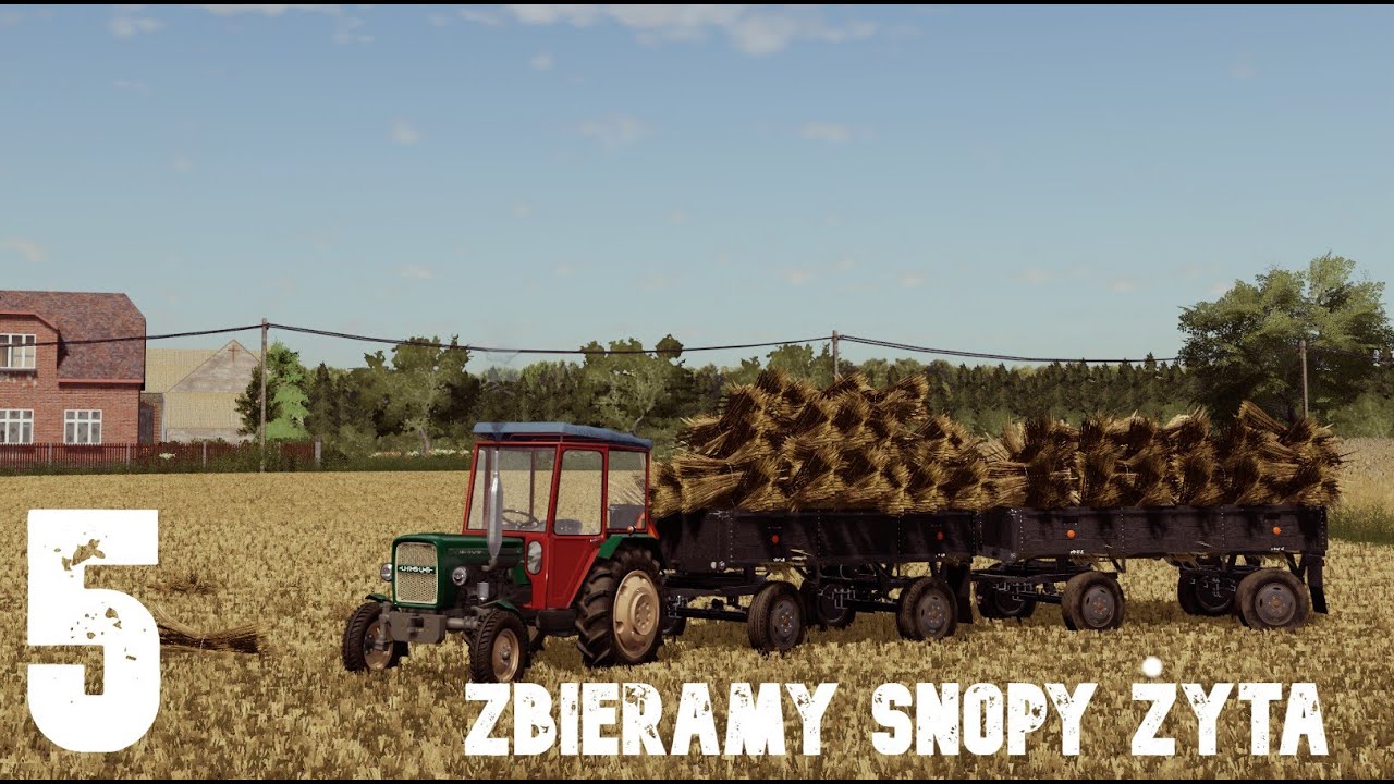 Powr&oacute;t na gospodarstwo #5 - Zbieramy snopki z pola po zbiorze snopowiązałką.