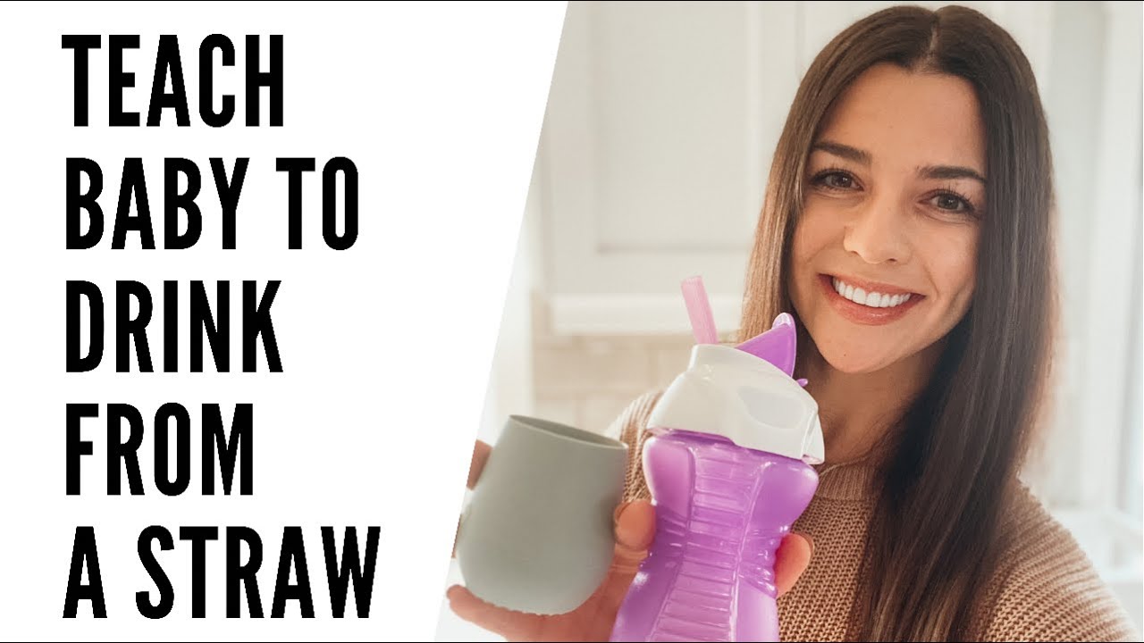 Teach baby to drink from straw cup