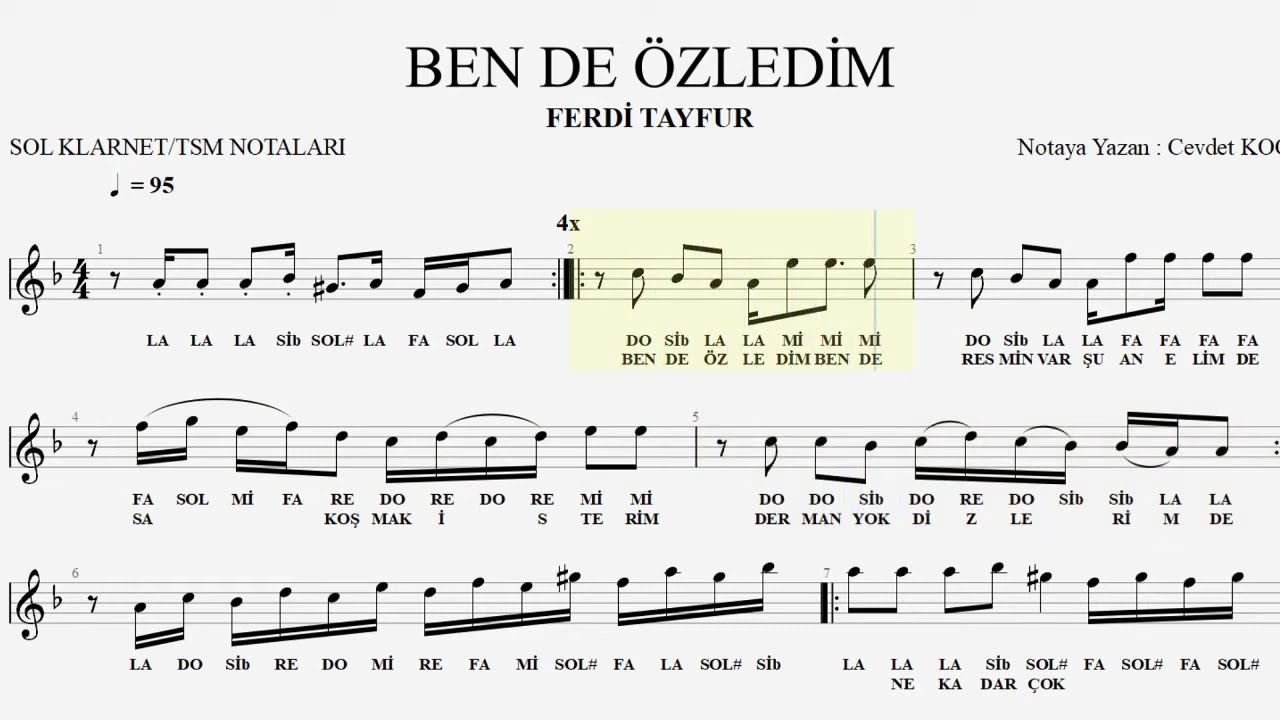 BEN DE ÖZLEDİM FERDİ TAYFUR NOTA