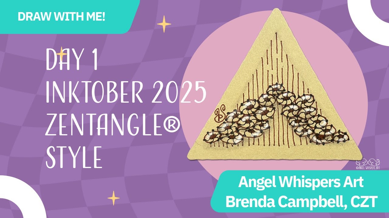 Inktober 2025 Day 1: Mustache & Festune – Using the Zentangle® Method with Brenda Campbell, CZT