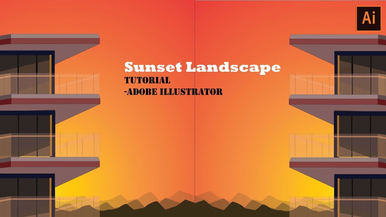 Sunset Landscape tutorial - Adobe illustrator