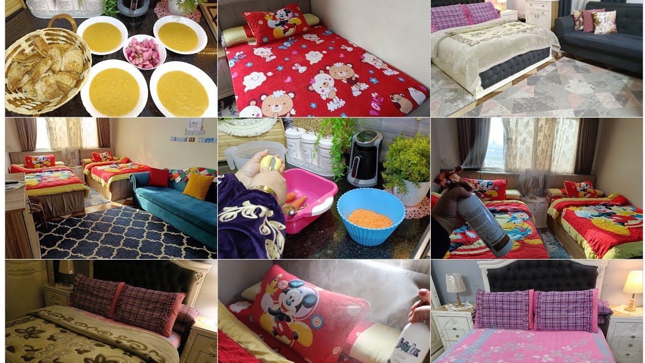 روتين الخميس🌿التنضيفه العميقه للغرف🏡ريحه النضافه طاقه ايجابيه