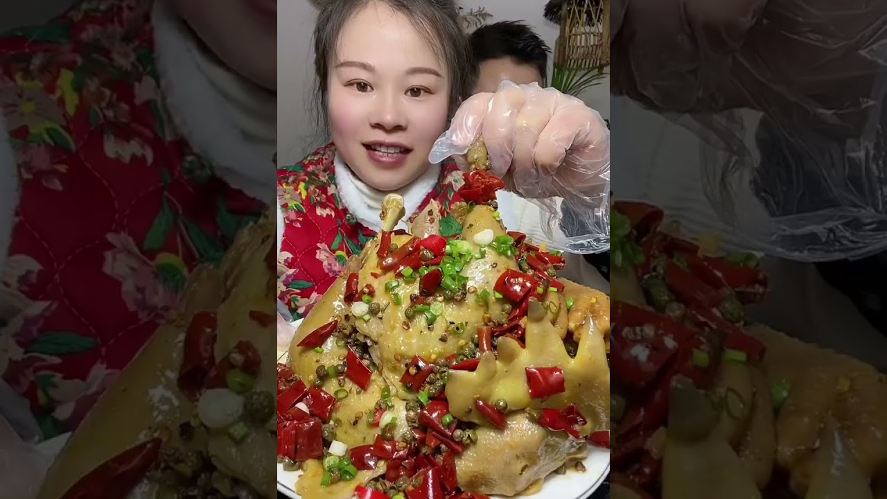 Вкусный острый мукбанг | Челлендж с острой вареной курицей 🌶️🔥 Жареная свинина | Домашняя еда