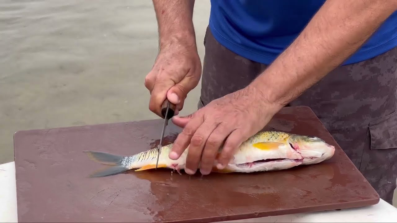 CAUGHT FISH, CLEANED AND COOKED IT (ASMR)