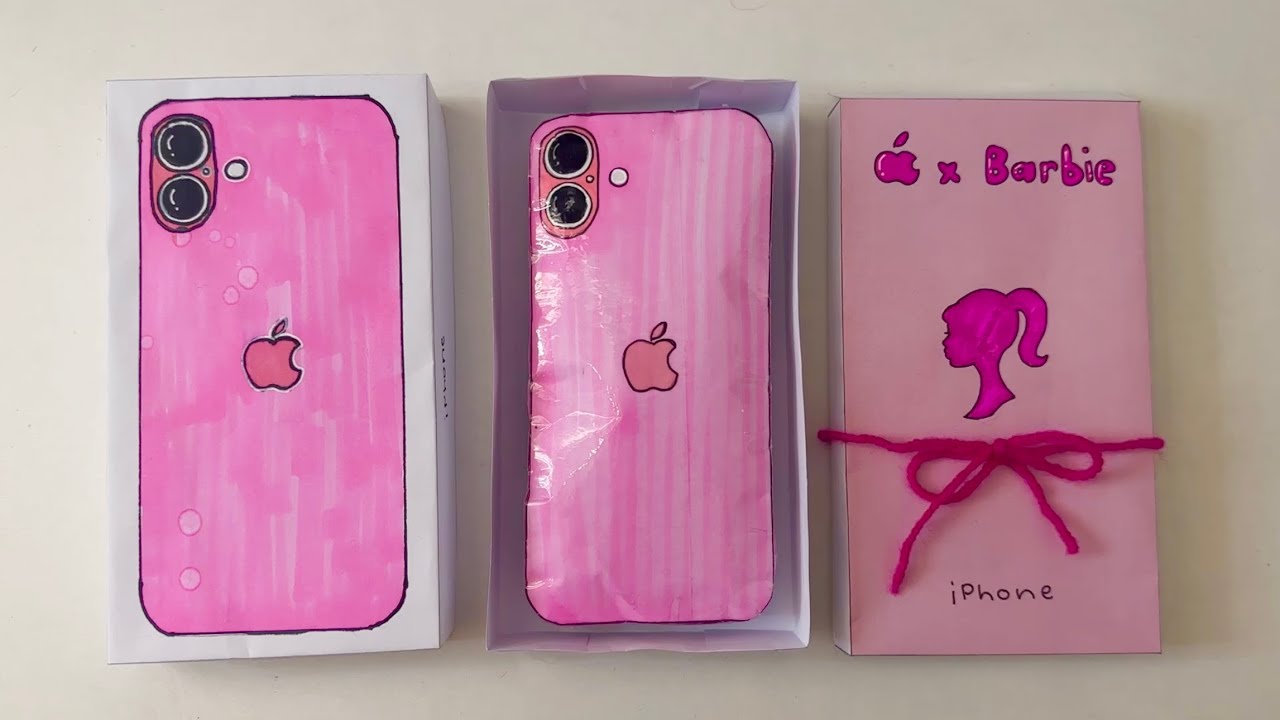 [💓paper diy💓] BARBIE PINK IPHONE 16 unboxing! | How to make paper iPhone 16 | tutorial | asmr