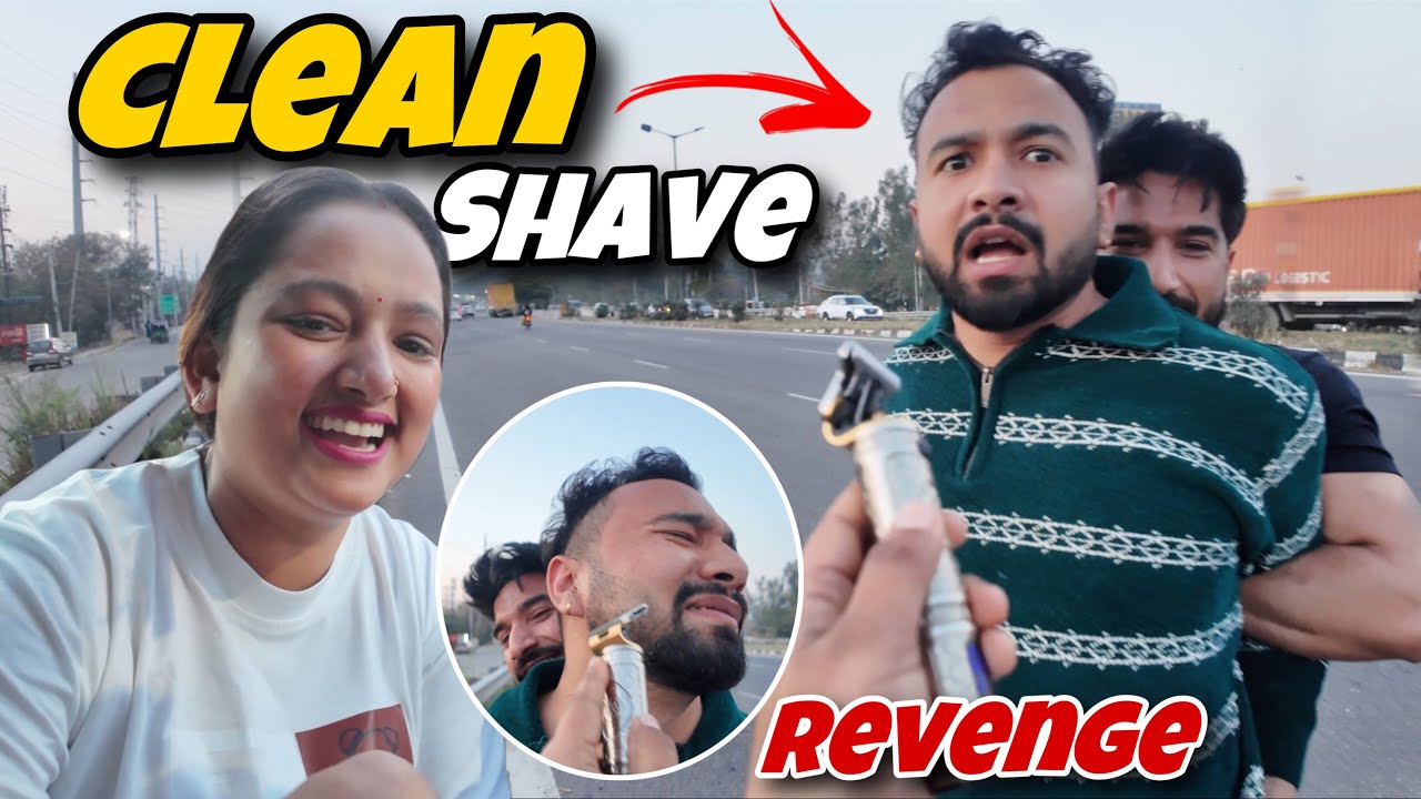 @Jeetthakur ko kar diya clean shave 🤣🤣|| Revenge from husband || jeet thakur pranks #couplevlogs