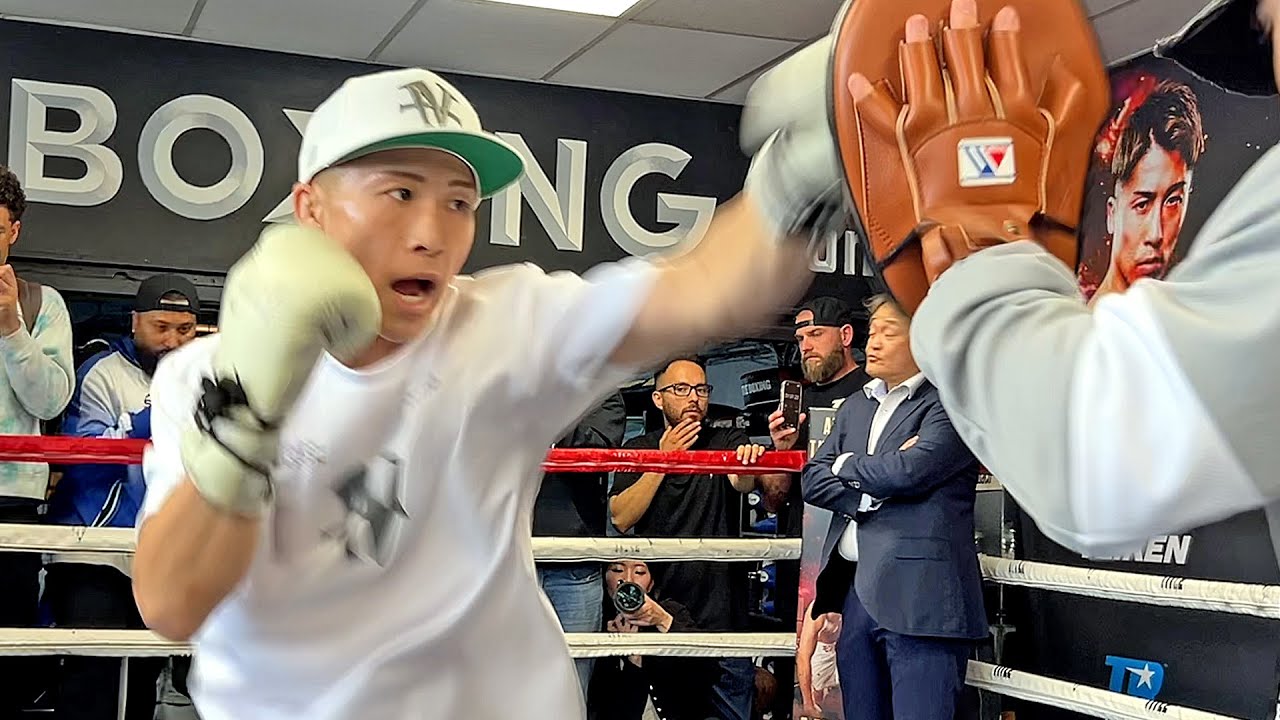 Naoya Inoue shows MONSTER POWER in FULL Boxing WORKOUT in return to USA