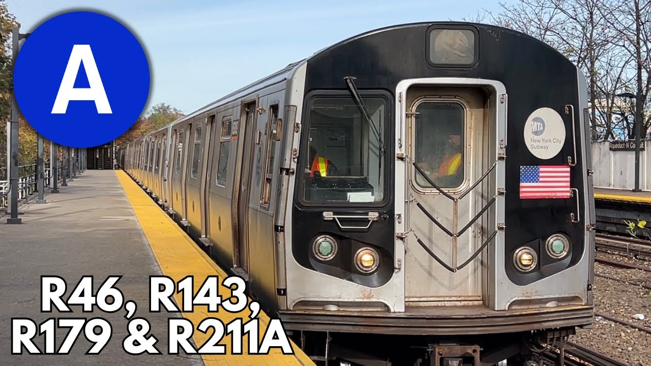IND Rockaway: R46, R179 & R211A (A) trains + R143 Test Train @ Aqueduct - North Conduit Avenue