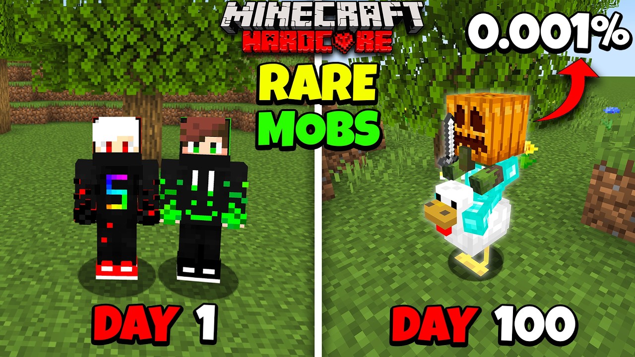 We Captured The RAREST MOBS In 100 Days In Minecraft Hardcore !