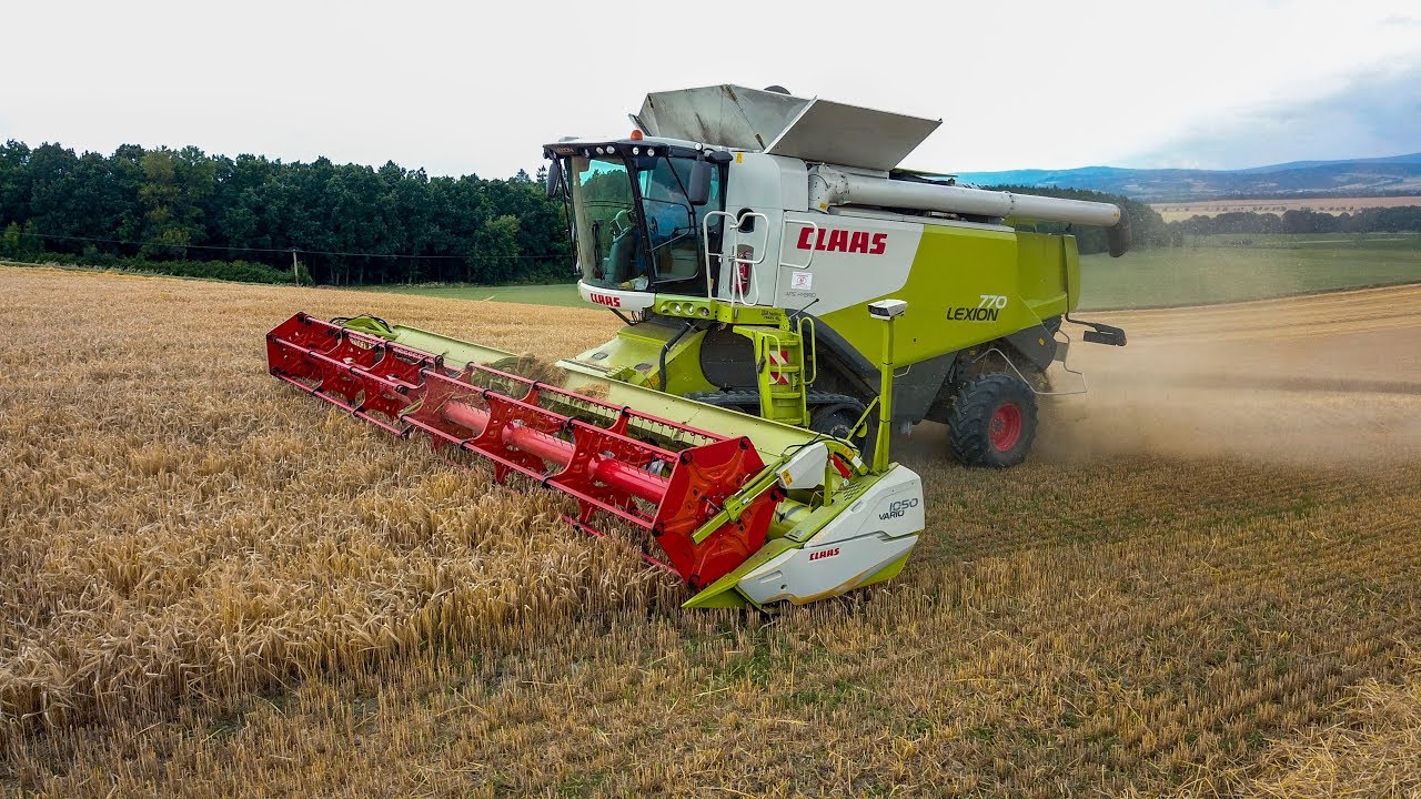 Žně 2018 - ozim&eacute; ječmeny | Claas Lexion 770tt & V1050, Claas Lexion 550, John Deere 7530, 6430