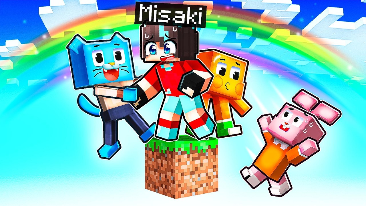TRAPPED with GUMBALL on ONE BLOCK in Minecraft!💥😱
