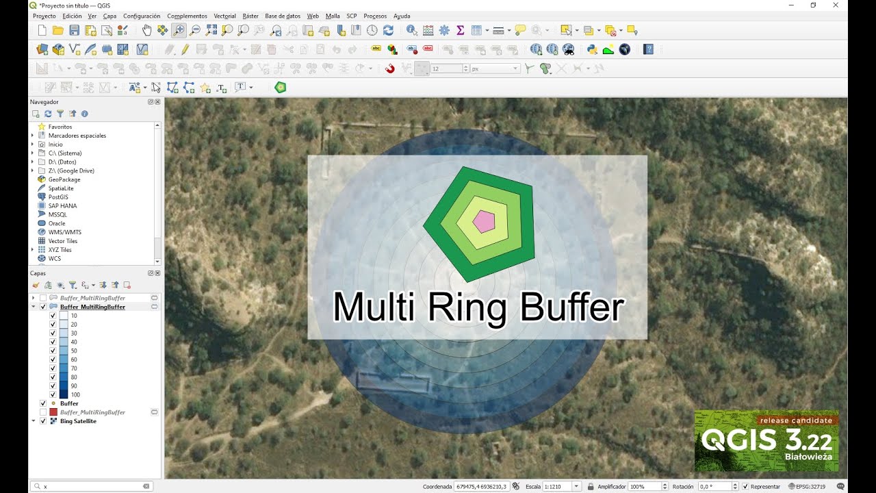 Uso del complemento Multi Ring Buffer en QGIS