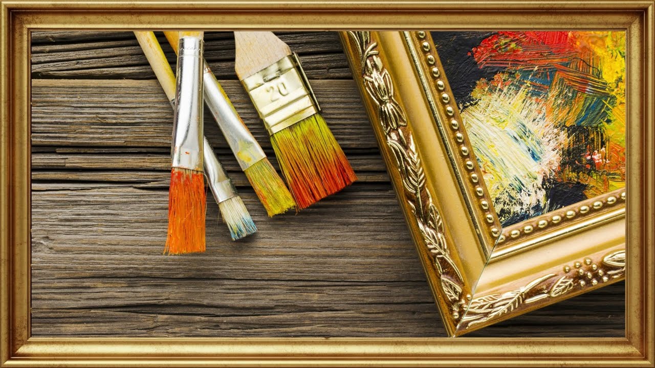 TV Frame 4K Paint Brushes Painted Canvas