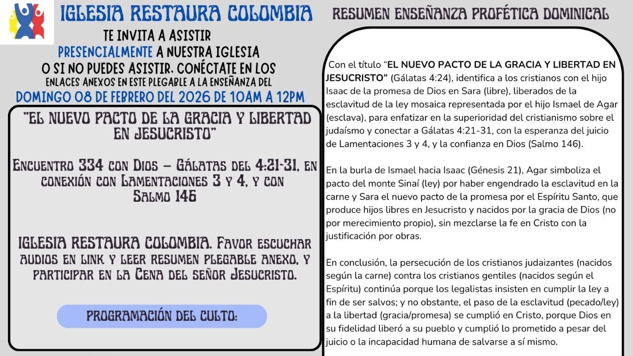 EL NUEVO PACTO DE LA GRACIA Y LIBERTAD EN JESUCRISTO (Gálatas 4:24)