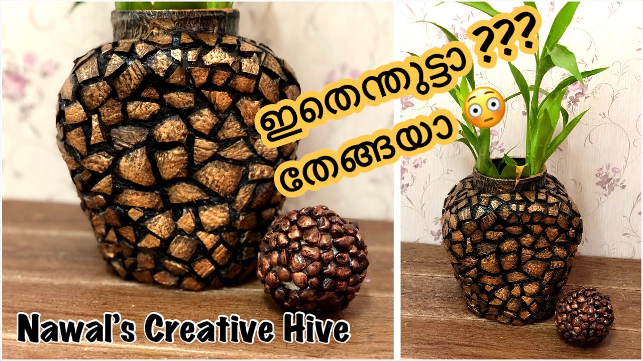 Coconut shell Bottle Art-Best out of Waste , DIY, Home Decor, Trash to Treasure