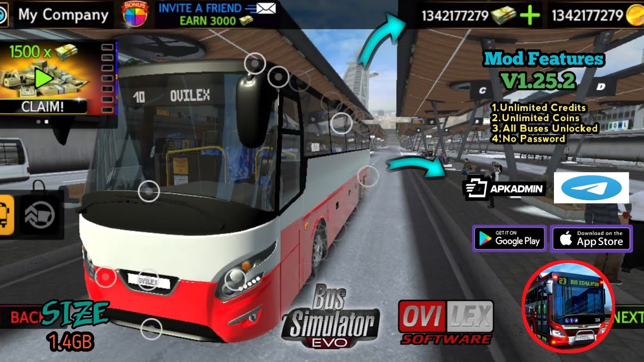 Update!Bus Simulator :EVO Mod Apk | Unlimited Credits,Coins & Unlocked All Buses | Latest V1.25.2