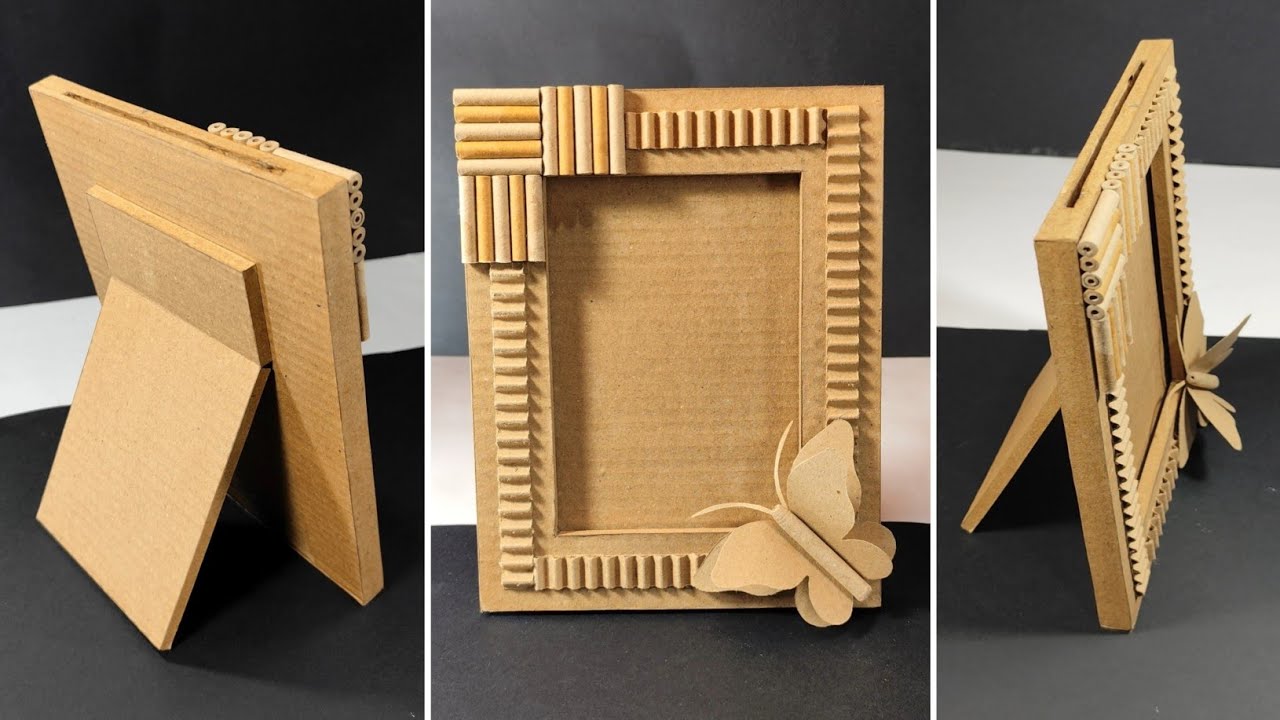 Cardboard Photo Frame Making ♻️ | Photo Frame Making at Home | How to Make a Photo Frame