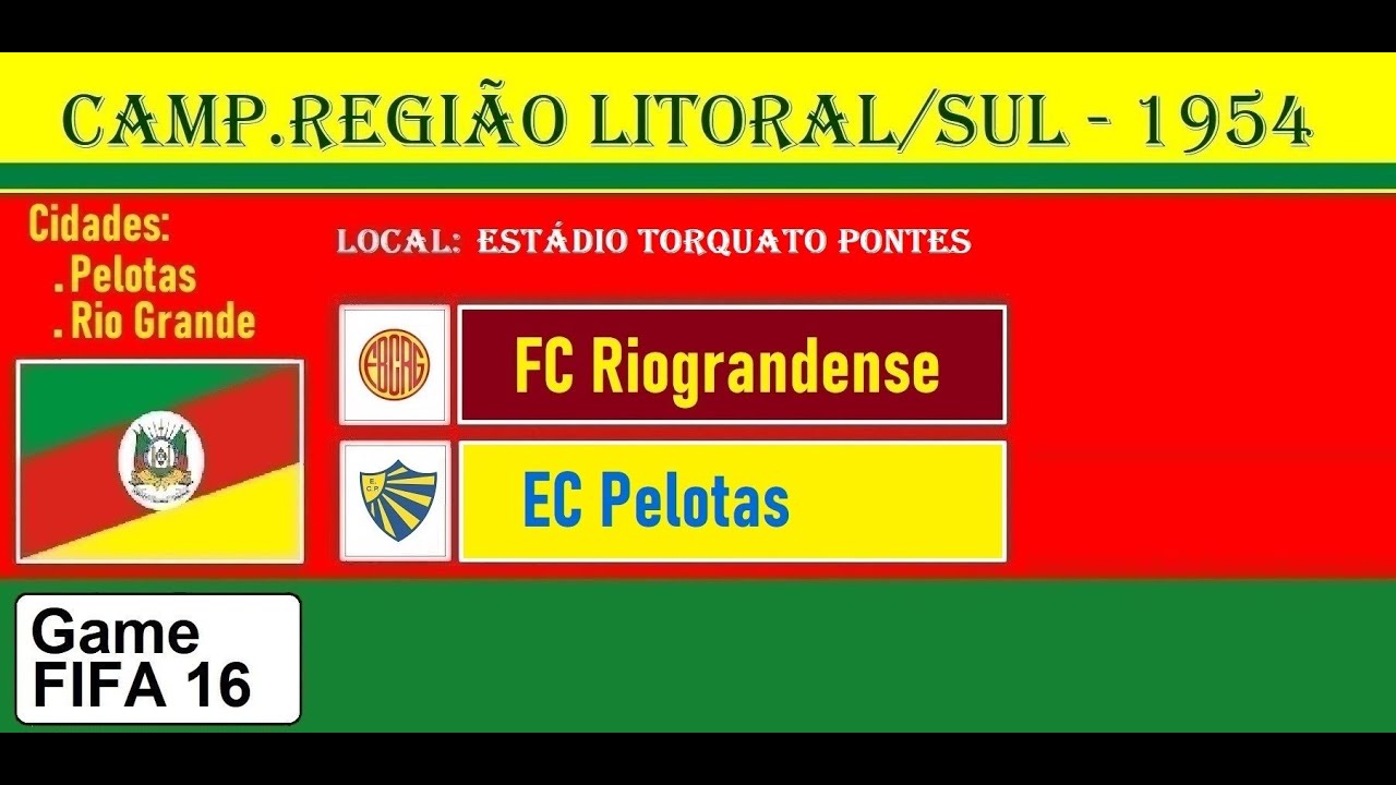 Camp. Região Litoral-Sul/RS - 1954 - FC Riograndense vs EC Pelotas