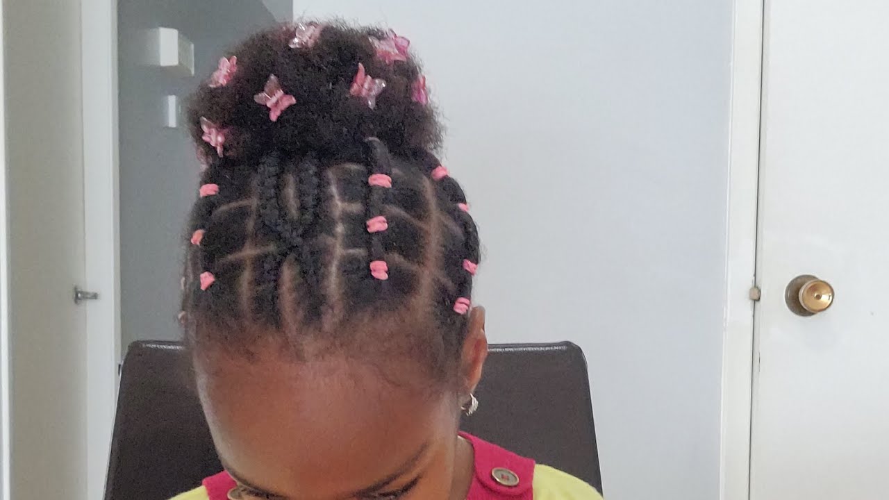 Easy rubber band hairstyle for little girls 
