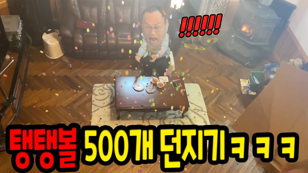 탱탱볼 500개 던지기ㅋㅋㅋ