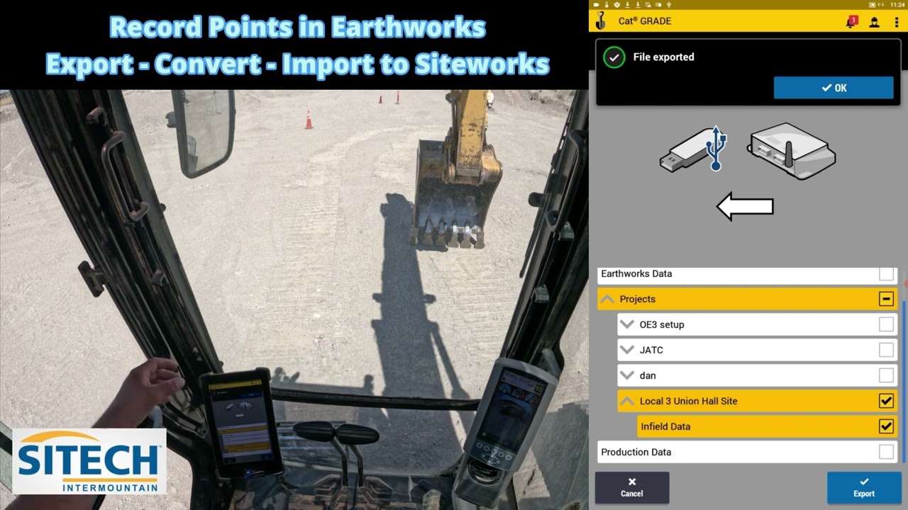 Earthworks Record Points Export Convert in TBC Import to Siteworks