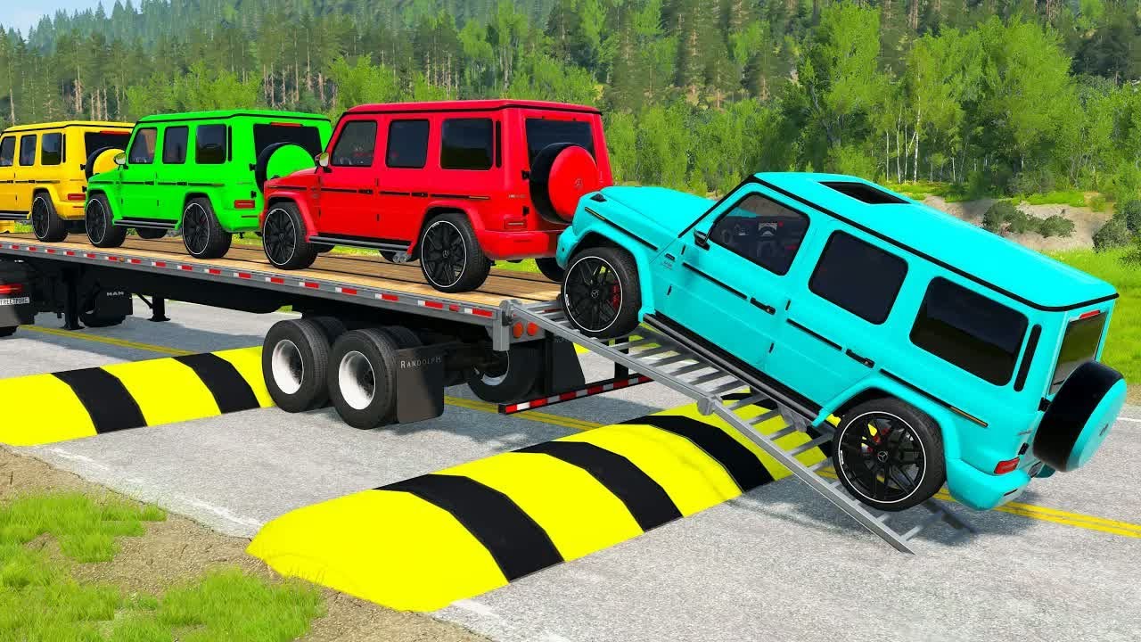 Flatbed Truck McQueen | Transportation with Truck - Pothole vs Car #31| BeamNG.Drive Gameplay
