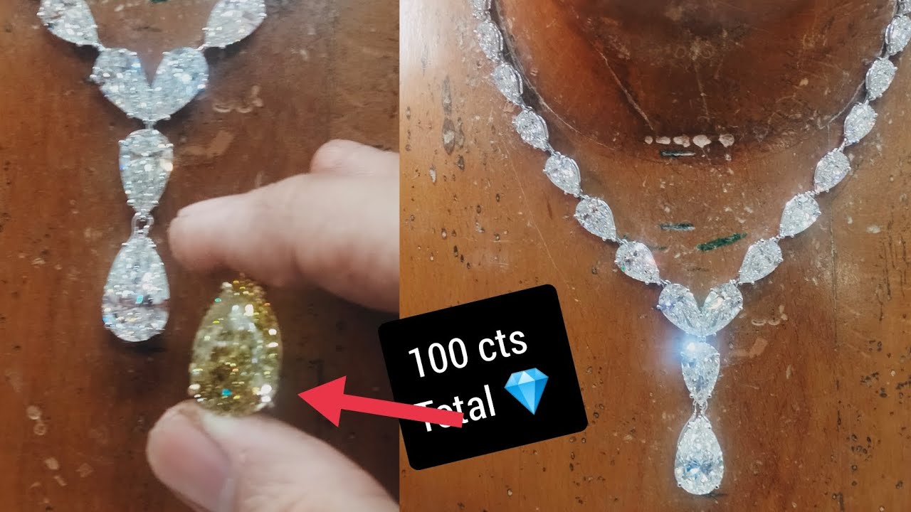 Stunning 100 carats Pearshape diamond/ Necklace making process
