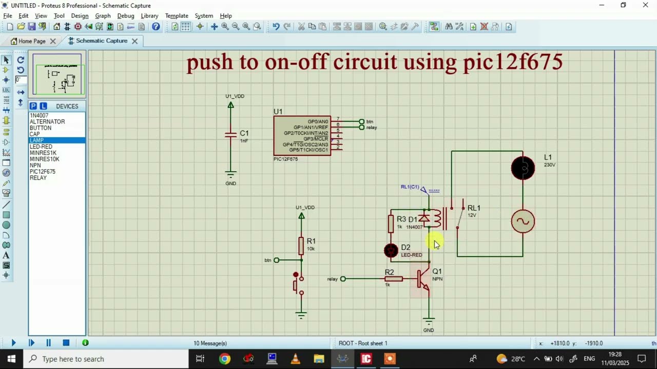 12F675 Tutorial - 5  (How to Make  Direct on Line (DOL)  Circuit)