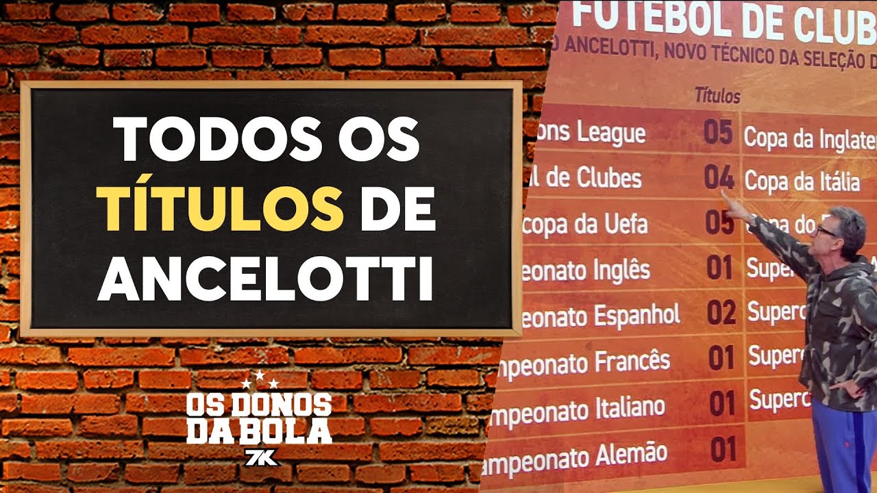 Todos os títulos de Ancelotti como técnico: Neto exalta conquistas do novo treinador da Seleção