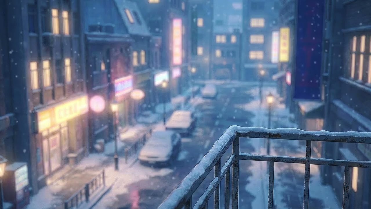 Winter Rooftop at Dusk 🌆❄️ – quiet anime lofi for focus & calm