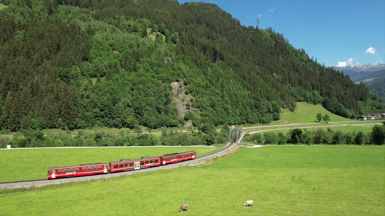 Drohnenflug, Zillertalbahn, Zell am Ziller, Österreich