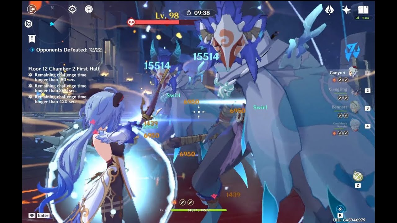 [5.4 Abyss] C0R0 Ganyu Melt Top-Half Continuous Speedrun (2 cost)!
