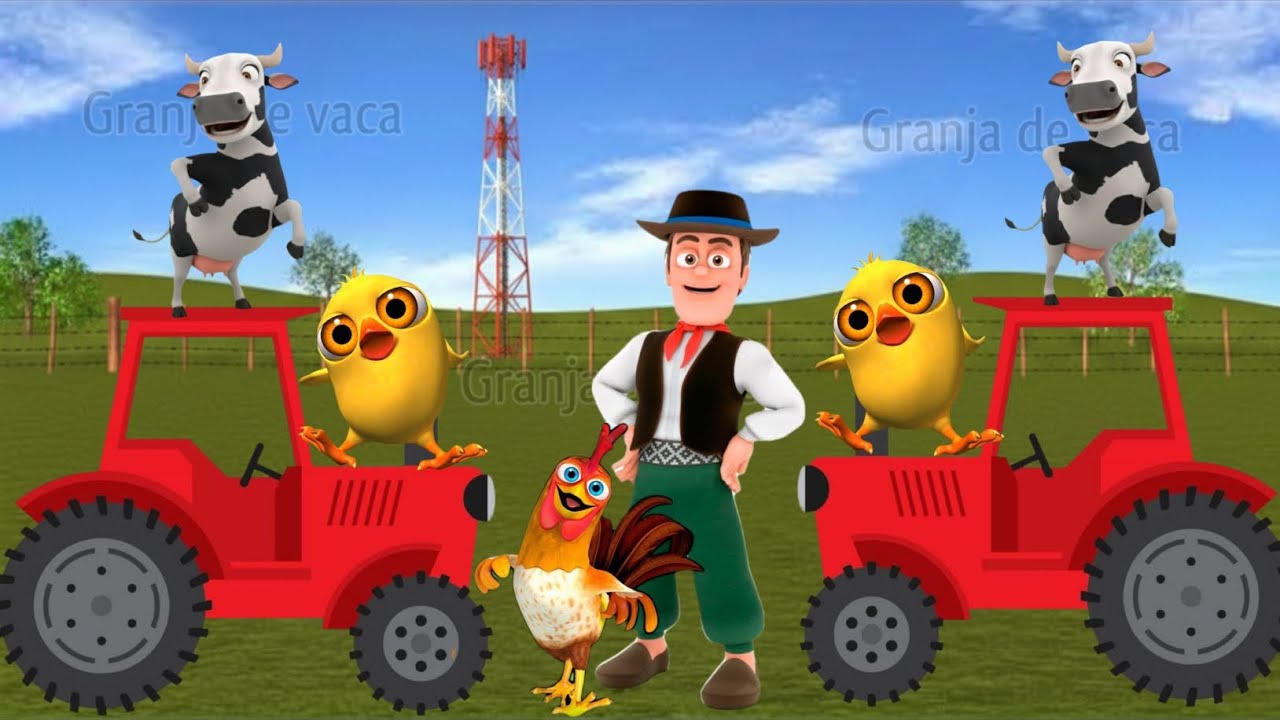 El Pollito pío 3d - el Toro y el Tractor de la Granja -el Pollito y el Tractor de la Granja