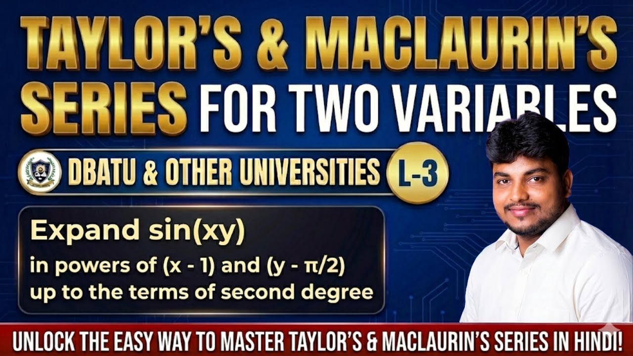 Taylor & Maclaurin Series for Two Variables &ndash; Expand sin(xy) in powers of (x&ndash;1) and (y&ndash;&pi;/2)&rdquo;