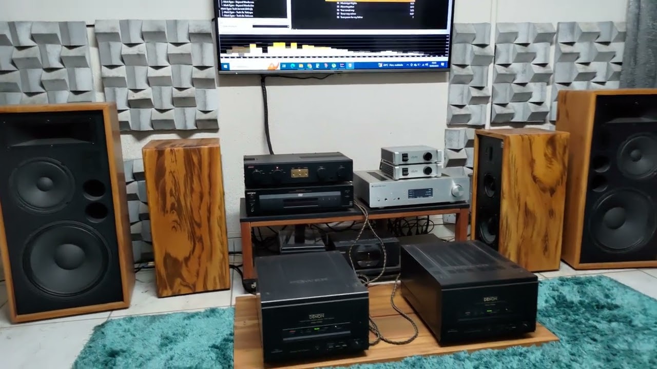 4K - Speaker Hi-Fi TA-412 4 Vias com Monoblocos Denon POA 7700 DAC Cambridge 851D