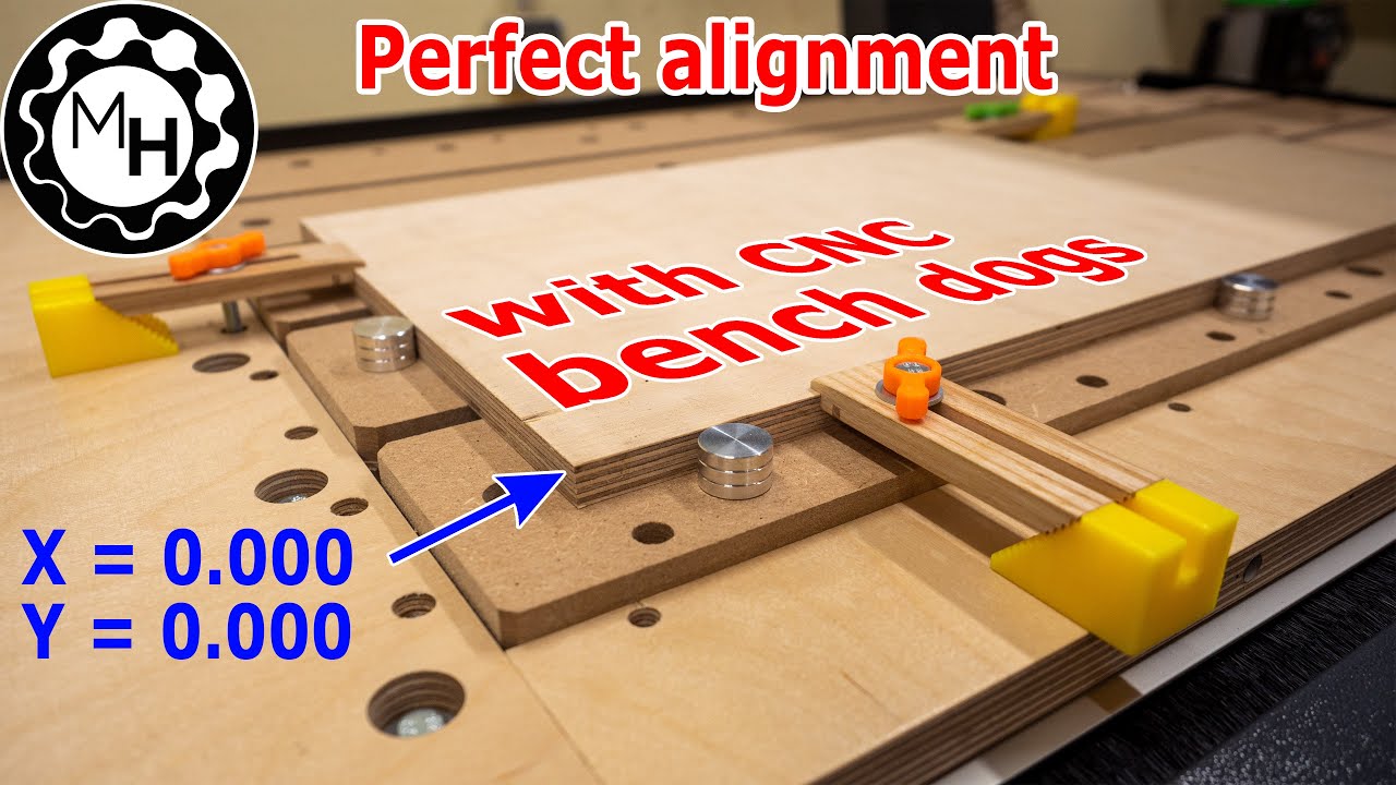 How to acheive perfect alignment and repeatability at the CNC router (with bench dogs)