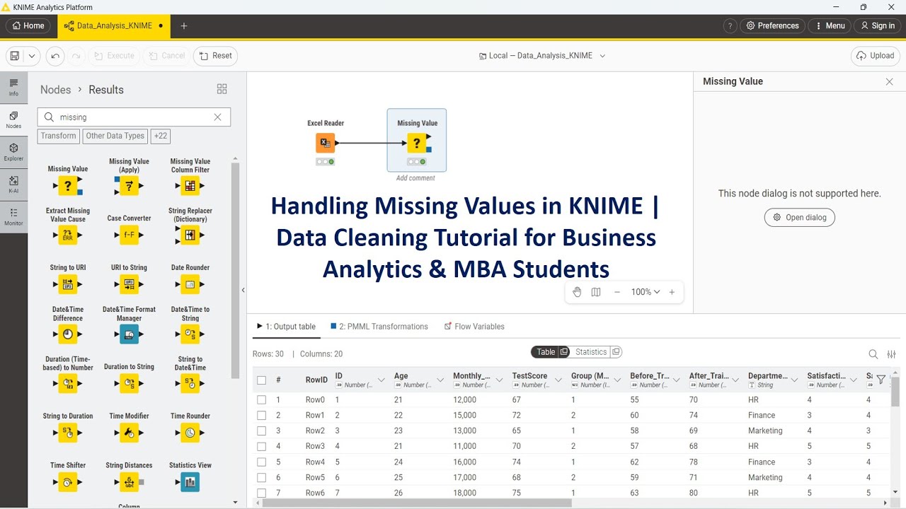 KNIME 10: How to Handle Missing Data in KNIME | Data Cleaning Step-by-Step | KNIME Tutorial