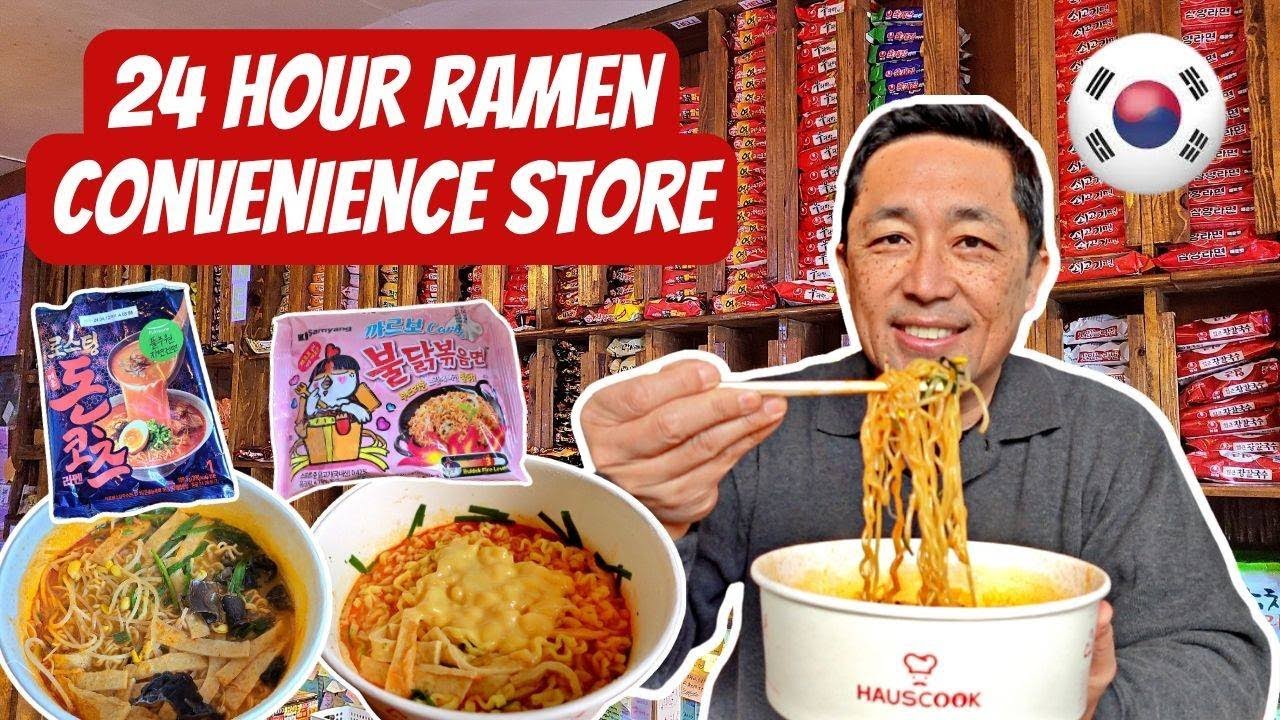 No Staff Ramen Convenience Store! 🇰🇷 Eating Ramen with Free Toppings in Seoul Korea!