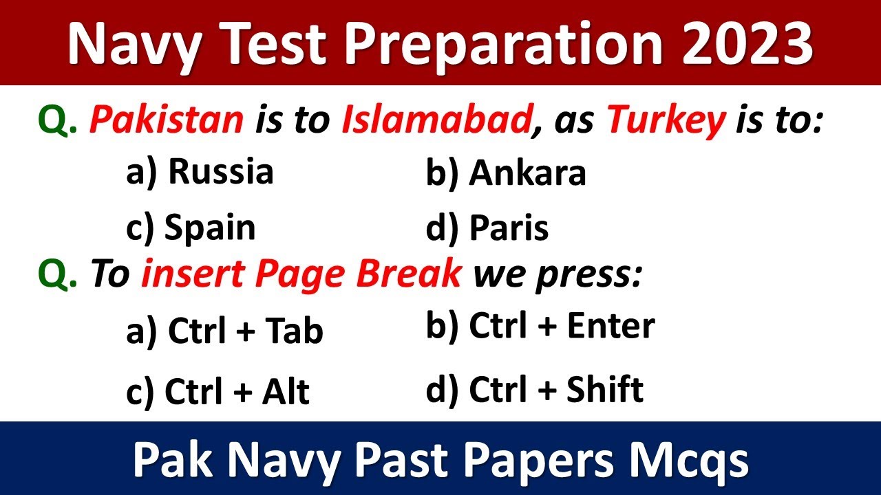 Navy Test Preparation 2023 | PAK Navy Test Preparation 2023 | Navy Past Papers 2023 | Navy Test Mcqs
