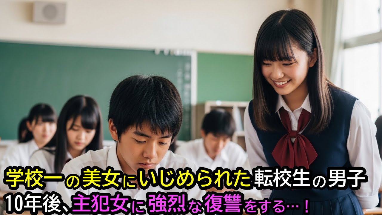 学校一の美女にいじめられていた転校生の男子生徒。10年後、主犯女に強烈な復讐をする…！
