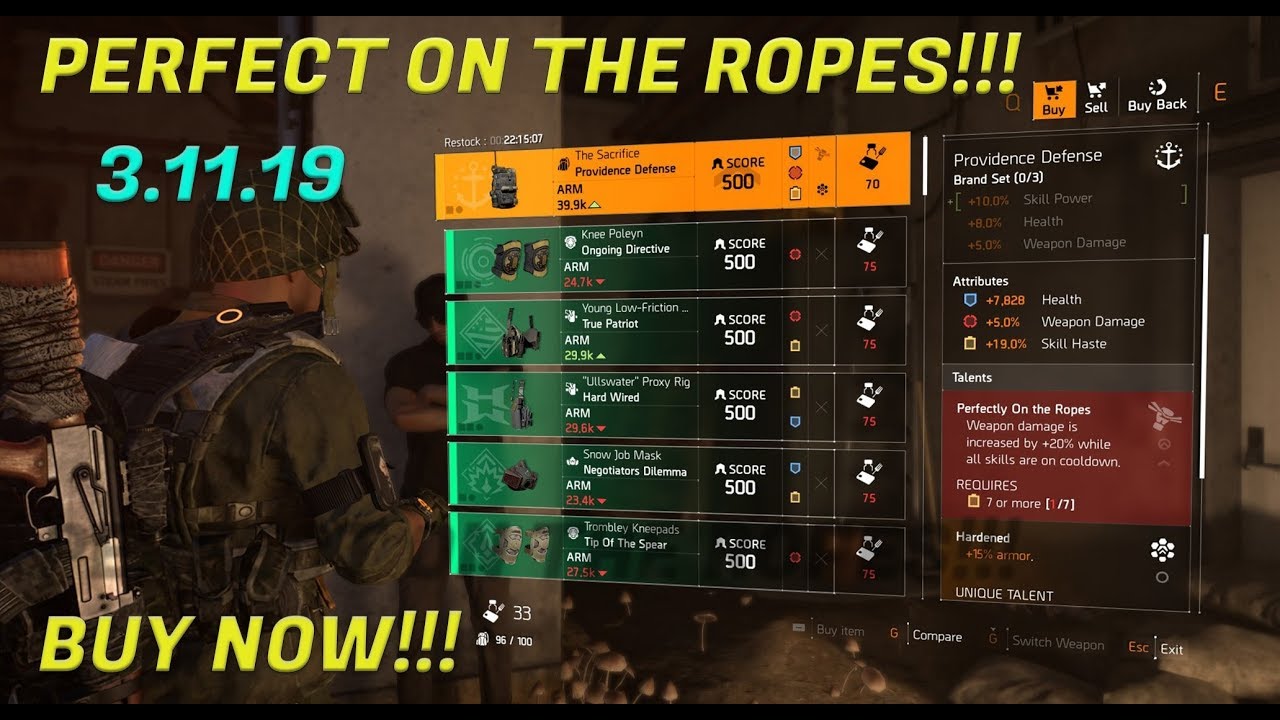 The Division 2 Thieves Den Vendor 3.11.19