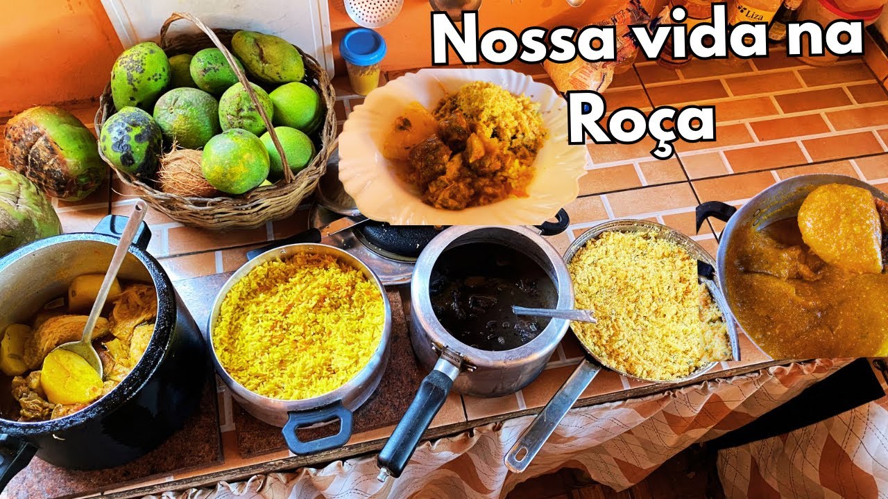 ALMOÇO COM COSTELA E ACOMPANHAMENTO TUDO NO FOGÃO A LENHA 