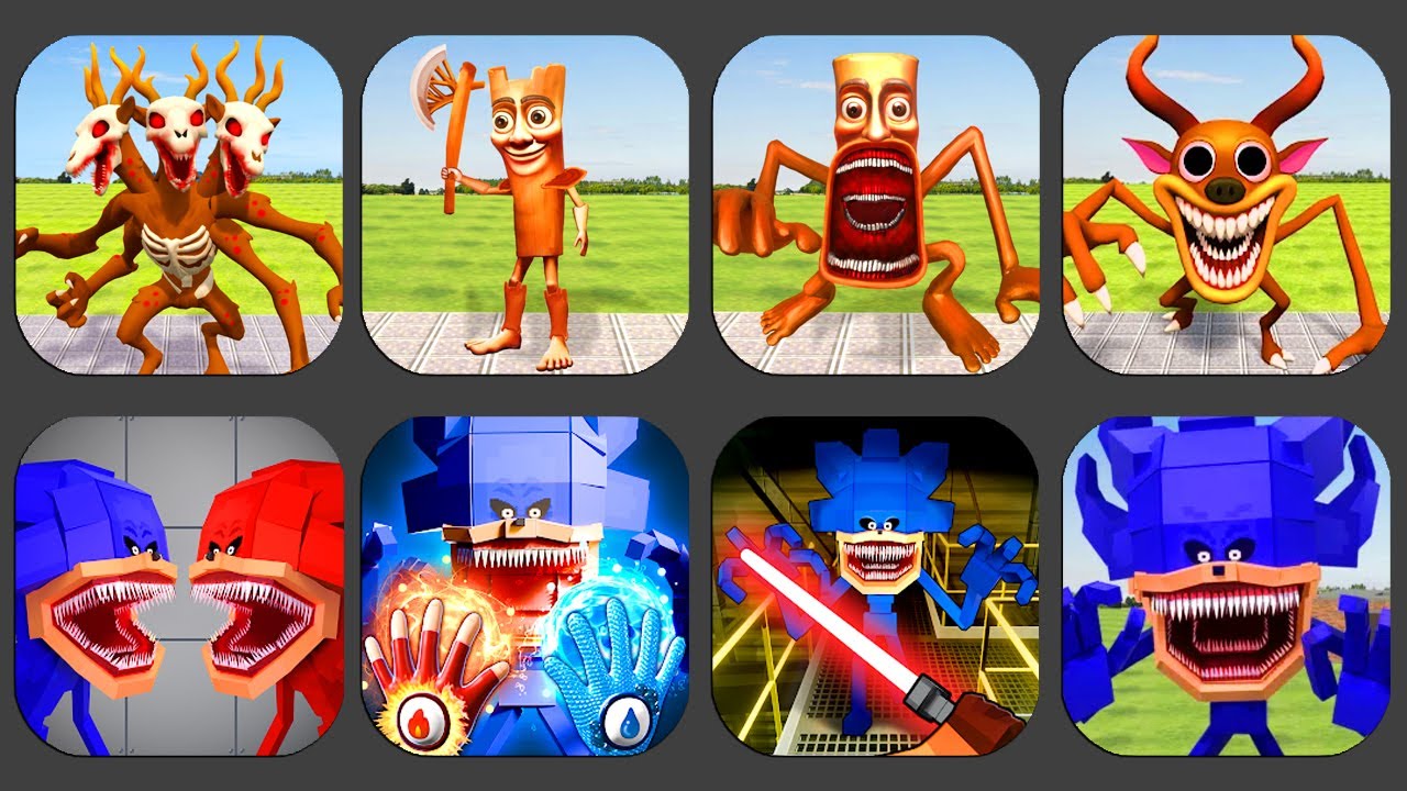 New Update Shooter Nextbots: Sandbox Mod VS Sonic Blue Monster: Ragdoll Play,...